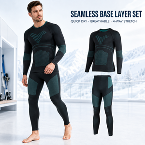 Ensemble de <span class=keywords><strong>sous</strong></span>-vêtements de <span class=keywords><strong>ski</strong></span> thermiques à séchage rapide, 100 % nylon, col rond, fonctionnels, anti-transpiration et respirants pour snowboard - Product Image 1