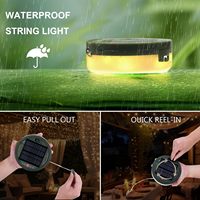 Lanterne solaire de camping 100 LED, rechargeable par USB, guirlande lumineuse solaire, ampoule LED extérieure, lumières féériques pour tentes, jardin