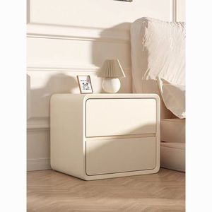 Cream Bedside <b>Table</b> Solid Wood Storage Nightstand Bedroom Minimalist Modern <b>Small</b> Ultra Narrow 20cm Gap - Product Image 4