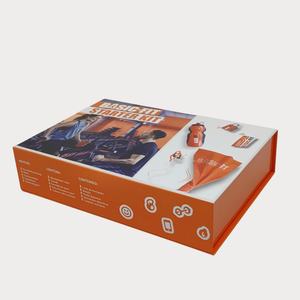 Caja de papel Kraft naranja de lujo con logotipo personalizado, cartón rígido plegable, materiales reciclados, ventaja UV para reloj magnético de lujo - Product Image 1