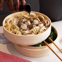 Cuisinière vapeur électrique en bambou avec poignée chinoise, 26 cm, trois niveaux, ensemble de casseroles en acier inoxydable pour pain et couscous
