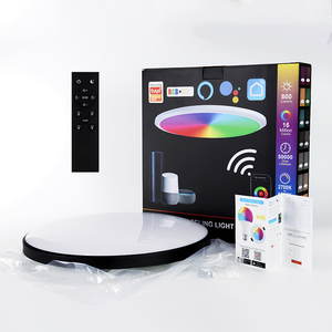 Plafonnier rond Tuya WIFI double mode RGB+WW+CW AC220V 24W Smart <span class=keywords><strong>Life</strong></span> pour Alexa Google Assistant, lampes à intensité variable effet <span class=keywords><strong>illusion</strong></span> - Product Image 1