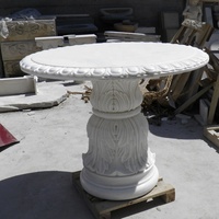 Easy — table basse en marbre personnalisée, plan rond en pierre blanche, vente directe depuis l'usine