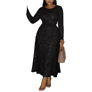 Nouvelle robe maxi imprimée grande taille pour femmes - Manches longues, col rond, robe élégante décontractée et formelle, tendance - Product Image 1