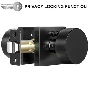 YoukeyHomiマットブラック全機能キー付き入口キーレスプライバシー通路ダミースクエアドアノブハンドルロック - Product Image 3