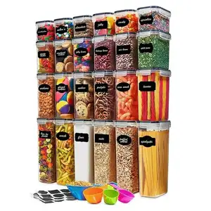24 Pack Tk Venda Quente Plástico Bpa Livre Hermético Cereal Seco Comida Caixas De Armazenamento Recipientes Set Para Cozinha