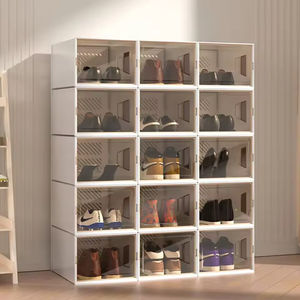 Caja de Zapatos Apilable de Plástico Transparente, Organizador de Zapatos con Puerta Magnética, Venta al Por Mayor - Product Image 3