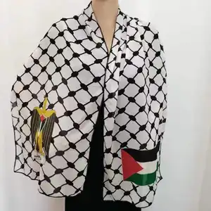 Custom 62x17 inches Save GAZA Save Palestine Sublimation Printing Decorative Chiffon Scarf For Lady