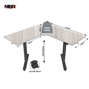 Modern Electric Adjustable Standing <b>Desk</b> with Black Frame Convertible Computer <b>Desk</b> for Home and <b>Office</b> Use - Product Image 2