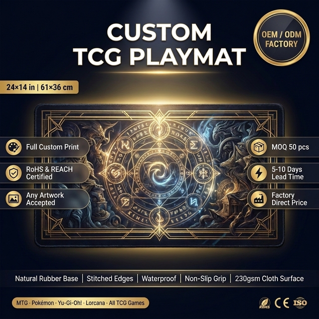 Custom Print Anime Gaming Mat TCG Playmat for Cards Pokemon Yu-Gi-Oh MTG 24x14" TCG Mat Sublimation Printing Factory Wholesale