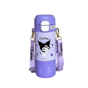 Gourde isotherme Sanrio Kuromi en acier inoxydable 316 pour enfants, pour l'école, avec paille et sangle - Product Image 4