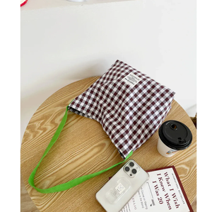 Checkered women's shoulder <b>bag</b>, <b>large</b> capacity women's checkered handbag, <b>canvas</b> commuting women's handbag, shopping <b>bag</b> - Product Image 3