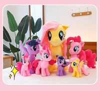Peluche personnalisée en forme de petit cheval arc-en-ciel, en coton PP, anti-stress, poupée douce