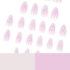 24 <span class=keywords><strong>faux</strong></span> ongles 3D roses et violets en forme de coquillage, personnalisables, pour un usage quotidien, art des ongles à presser - Product Image 4