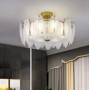 New Arrival Feather Design <b>Ceiling</b> Lamp Modern Luxury Glass <b>Light</b> Nordic <b>Ceiling</b> Lighting Chandelier for Living Room - Product Image 2