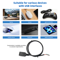 Câble USB 2.0 Femelle 24AWG 2 Fils, Câble de Charge 28AWG 4 Fils, Cordon de Connexion pour Souris, Clavier et Téléphone Portable