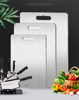 Planche à découper double face en acier inoxydable 304 de qualité alimentaire 39x28cm Écologique et compatible lave-vaisselle