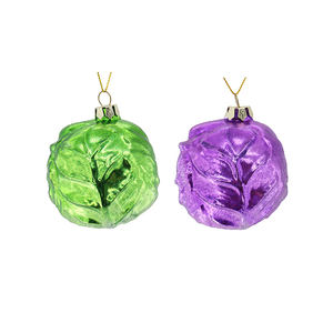 Dekorasi pohon Natal kustom ornamen bola gantung kaca ditiup sayuran hijau untuk dekorasi liburan - Product Image 1