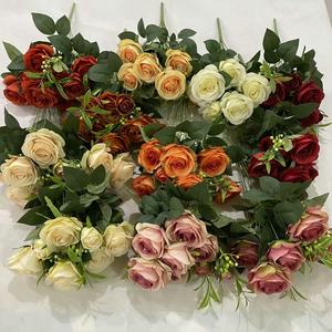 Artificial 10 cabeza <span class=keywords><strong>Sophie</strong></span> <span class=keywords><strong>Rose</strong></span> ramo de flores de mano Fondo DE BODA Decoración de pared rosas al por mayor - Product Image 1