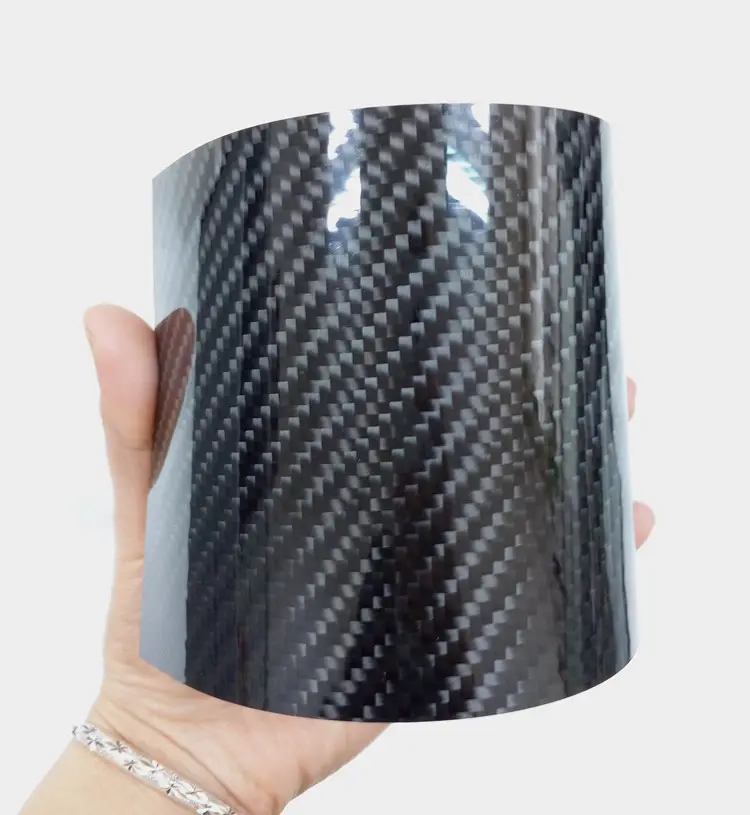 Lámina de placa de fibra de carbono brillante, sarga forjada Laminada compuesta personalizada, CFRP, 0,25mm