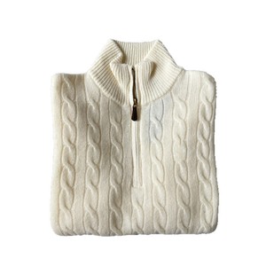 Suéter de punto trenzado de lana y cachemira de alta calidad con media cremallera, para hombre y mujer, invierno, con bordado 1:1 de potro, escanea el código. - Product Image 6