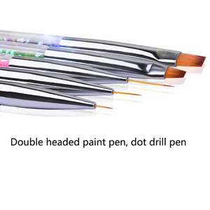 Lot de 5 stylos double embout pour nail art, stylo de photothérapie, outil de dessin de lignes et de fleurs, manche en plastique - Product Image 3