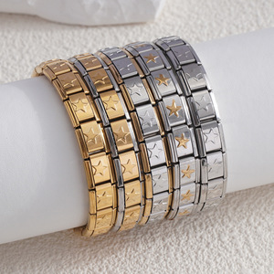Modular <b>Bracelet</b> Stainless Steel Square Elastic Mesh Star Pattern Unisex Jewelry Gift - Product Image 1