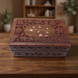 Caja de Madera Rectangular Premium para Joyas, con Incrustaciones Intrincadas y Patrón Tallado, para Guardar Recuerdos, Joyería, Regalos, con Logotipo Personalizado - Product Image 3