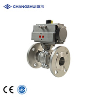 Vanne à boisseau sphérique pneumatique en acier inoxydable à bride, actionnée par air, pour l'eau, personnalisable OEM, résistante aux hautes températures