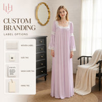 Robe de nuit trois-quarts pour femme, manches longues, dentelle, coupe ample, pour la maison et l'heure du coucher, en blanc, noir et violet lavande
