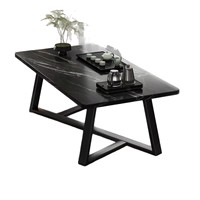 Table basse moderne en pierre avec plateau en ardoise et structure métallique pour salon, légère, luxueuse, haut de gamme, facile à assembler et à nettoyer