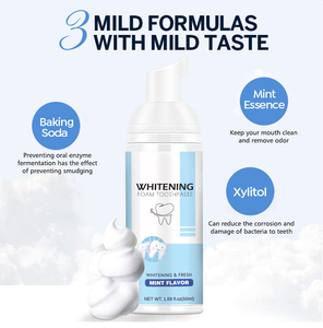 Mousse Sbiancante Naturale per Denti, OEM Personalizzato, Uso Domestico, Formato da Viaggio, Alito Fresco, Rimozione Macchie, Cura Sensibile, <span class=keywords><strong>Igiene</strong></span> <span class=keywords><strong>Orale</strong></span> - Product Image 5