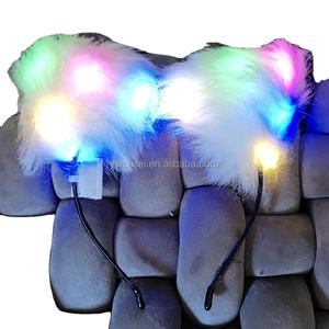 Bandeau lumineux fait à la main en fausse fourrure Cosplay chat <span class=keywords><strong>loup</strong></span> renard oreilles <span class=keywords><strong>de</strong></span> chien - Product Image 3