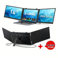 Monitor Portátil para Laptop Kwumsy S10Pro de 14'' con Pantalla Triple LCD Extensible, Plug & Play, Multipantalla