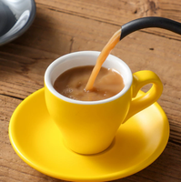 Ensemble tasse et soucoupe à expresso en céramique colorée 80 ml, tasse à latte épaisse, petite tasse à café avec soucoupe