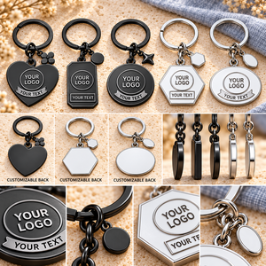 Llaveros Metálicos Personalizados de Aleación Negra y Plateada con Forma de Corazón, Redondos, Hexagonales, con Logotipo y Texto Grabado para Regalo Promocional OEM ODM - Product Image 2