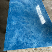 Nouveau design feuille de faux onyx translucide poli 4 * 8FT panneau de plafond en albâtre bleu