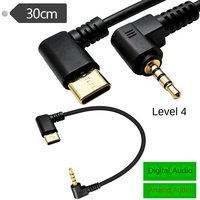 Adaptador de Audio USB-C a 3.5mm de 4 Polos, 0.3m, 90 Grados, con Blindaje Combinado, 1080P, para Grabación de Micrófono y Cámara de Smartphone