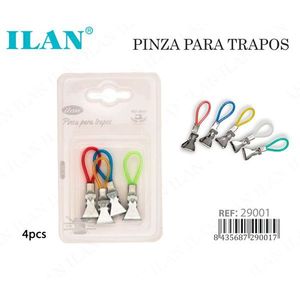 Ilan Lot de 4 pinces à linge colorées en métal pour serviettes et vêtements - Product Image 1