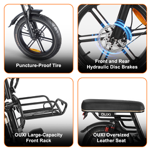 OUXI Q9 Nuevo Diseño, Motocicleta Eléctrica Todoterreno con Neumáticos Gruesos de 20*4.0, Motor Trasero de 7 Velocidades, Batería de 48V 15Ah, Bicicleta Eléctrica de Montaña - Product Image 3