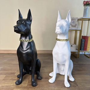 Estatua de perro <span class=keywords><strong>Doberman</strong></span> de tamaño real de lujo, decoración creativa de resina para jardín, soporte artesanal, adornos, esculturas de perro, Navidad, Halloween - Product Image 3