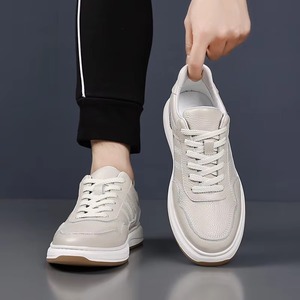 Nouvelle Arrivée 2025 – Baskets Décontractées et Habillées pour Hommes en Cuir Pleine Fleur, Respirantes et Résistantes à l'Usure, Blanches, Toutes Saisons - Product Image 4