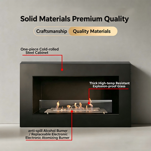 Chimenea de <span class=keywords><strong>Alcohol</strong></span> de Bioetanol con Vista Panorámica Abierta, Personalizada de Fábrica, Quemador Atomizador 3D con Fuego Real, Vidrio a Prueba de Explosiones, Montada en Pared - Product Image 2