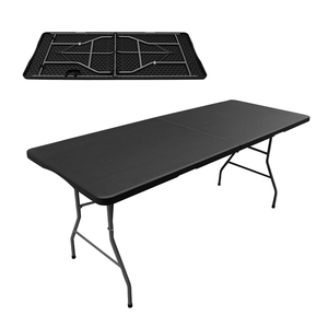 EN581 moderna retangular 180cm mesa de jantar leve plástico preto branco dobrável alça para a entrada do hotel ao ar livre - Product Image 5