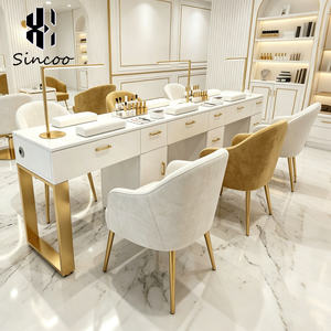Mesa de Manicura de Estilo Crema Moderno y Lujoso para Salón de Belleza, con Colector de Polvo Integrado de Alta Potencia, Mueble de Madera, Tendencia 2025 - Product Image 2