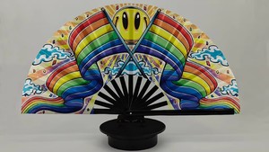 Abanicos Plegables de Bambú Personalizados con Diseño de Arcoíris, Decoraciones Coloridas de Plástico para Halloween, Orgullo LGBT, Bodas y Decoración del Hogar - Product Image 3