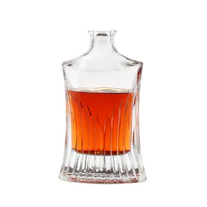 Groothandel 750Ml Vierkante Premium Fancy Wodka Whiskyfles Likeur Tequila Gin Rum Brandewijn Xo Sterke Glazen Flessen Met Kurk