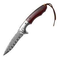 Couteau de chasse pliant en acier Damas à faire soi-même avec manche en bois, garantie de 3 ans pour le camping