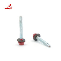 Vis auto-perceuses à tête hexagonale galvanisée DIN7504K C1022A Rondelle en caoutchouc Couleur rouge Vis de toiture en acier au carbone peint