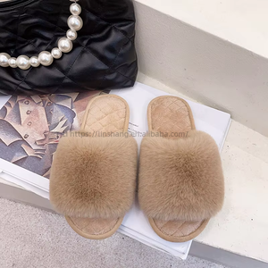 Hot Selling Quality TPR Sole Indoor Flat Slippers Artificial Fur Plush Slippers With Best-selling Custom - Product Image 4